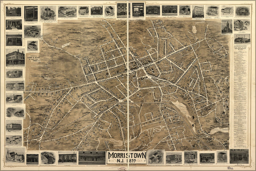 24"x36" Gallery Poster, map of Morristown, New jersey 1899