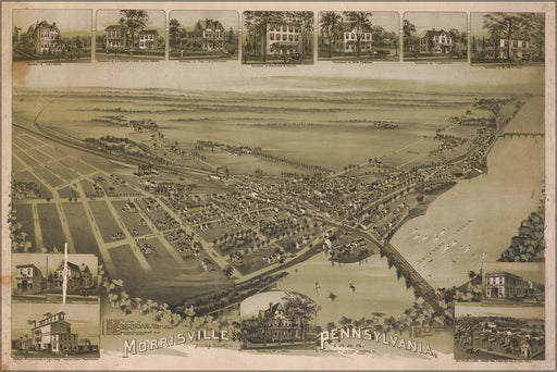 24"x36" Gallery Poster, map of Morrisville, Bucks Co., Pennsylvania, 1893