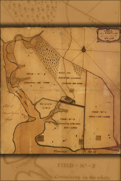 24"x36" Gallery Poster, map of Mount Vernon virginia by washington 1766