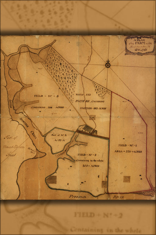 24"x36" Gallery Poster, map of Mount Vernon virginia by washington 1766