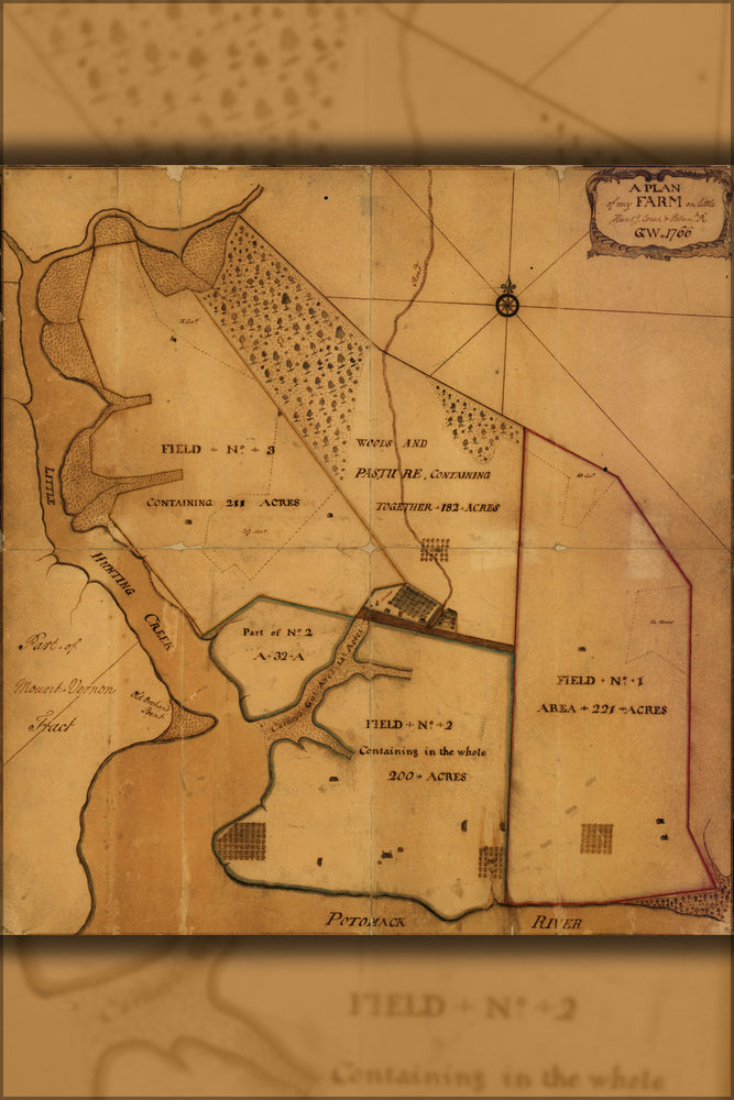 24"x36" Gallery Poster, map of Mount Vernon virginia by washington 1766