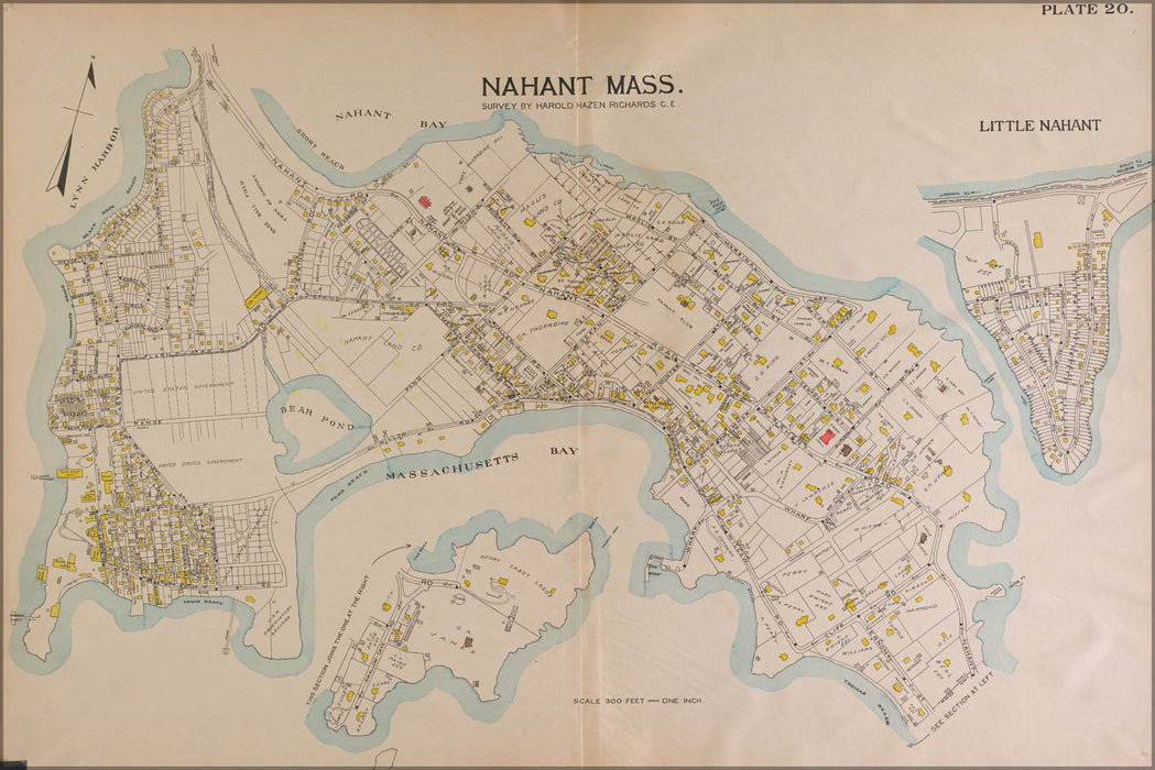 24"x36" Gallery Poster, map of Nahant massachusetts 1897