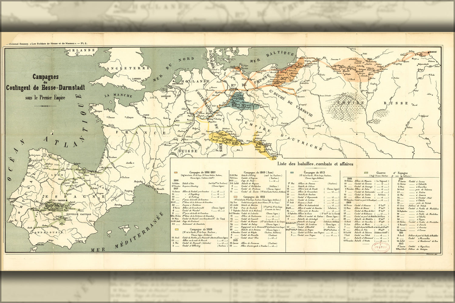 24"x36" Gallery Poster, map of Napoleonic Wars in french pub 1912 napoleon