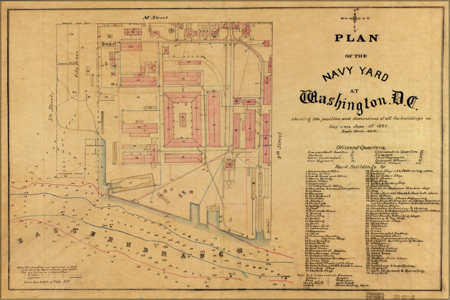 24"x36" Gallery Poster, map of Narrows of Hells gate East River 1881