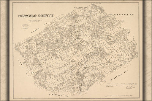 24"x36" Gallery Poster, map of Navarro County texas 1880