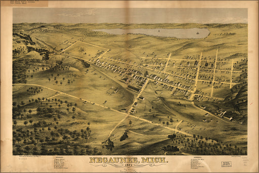 24"x36" Gallery Poster, map of Negaunee, Michigan 1871