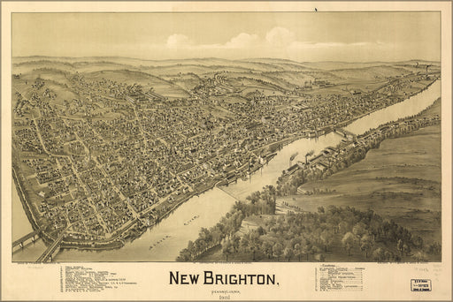24"x36" Gallery Poster, map of New Brighton, Pennsylvania 1901