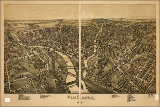 24"x36" Gallery Poster, map of New Castle, Pennsylvania 1896