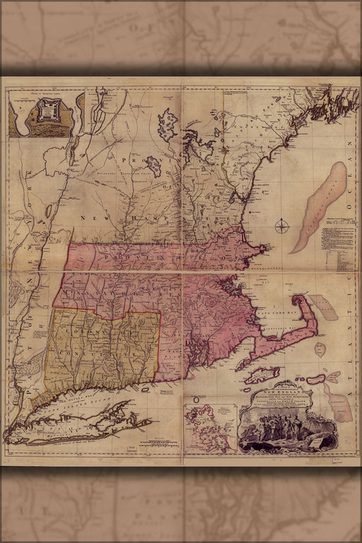 24"x36" Gallery Poster, map of New England 1755 p1