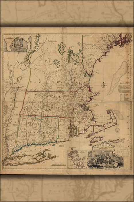 24"x36" Gallery Poster, map of New England 1755 p2