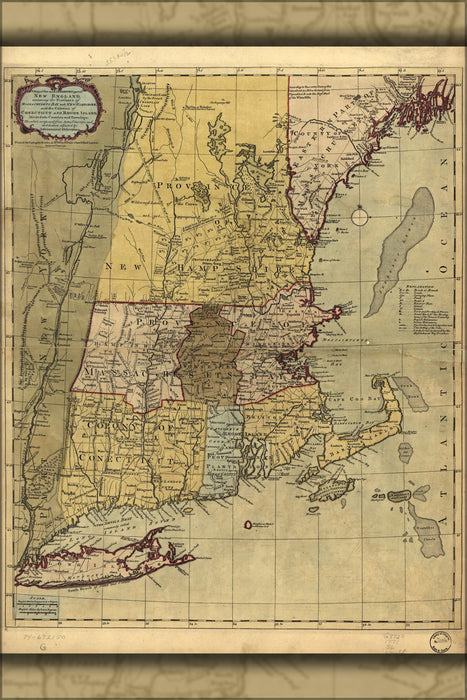 24"x36" Gallery Poster, map of New England 1771