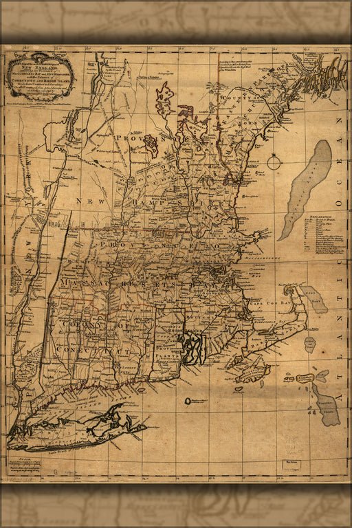 24"x36" Gallery Poster, map of New England 1771 p2