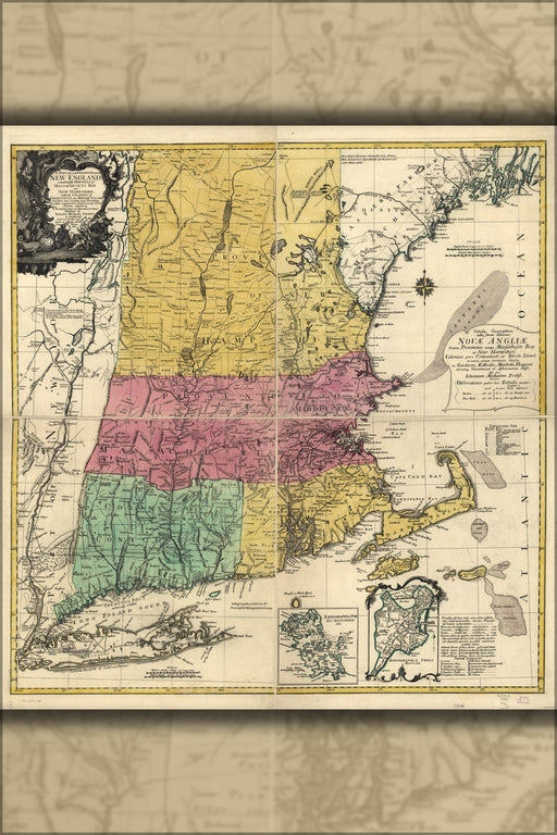 24"x36" Gallery Poster, map of New England 1777 p1