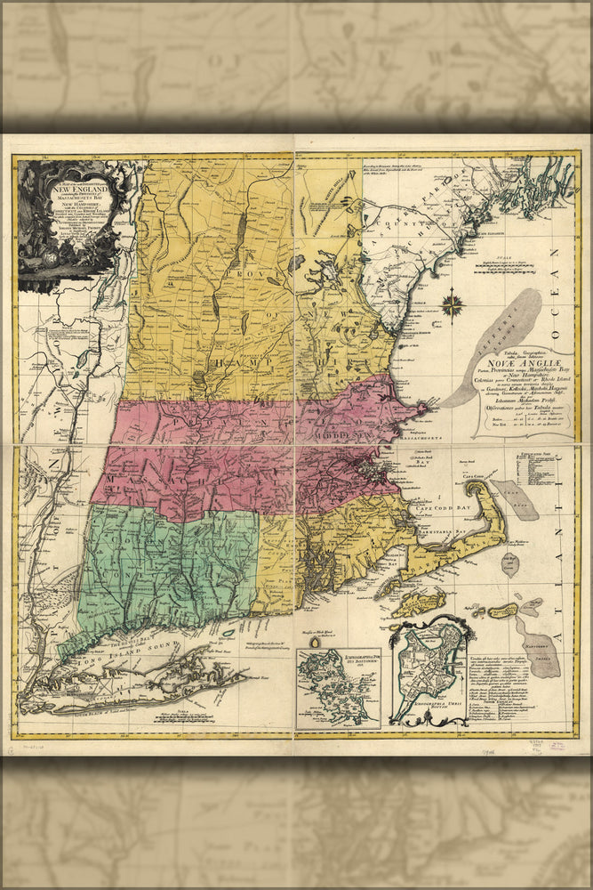 24"x36" Gallery Poster, map of New England 1777 p1