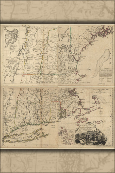 24"x36" Gallery Poster, map of New England 1777 p2