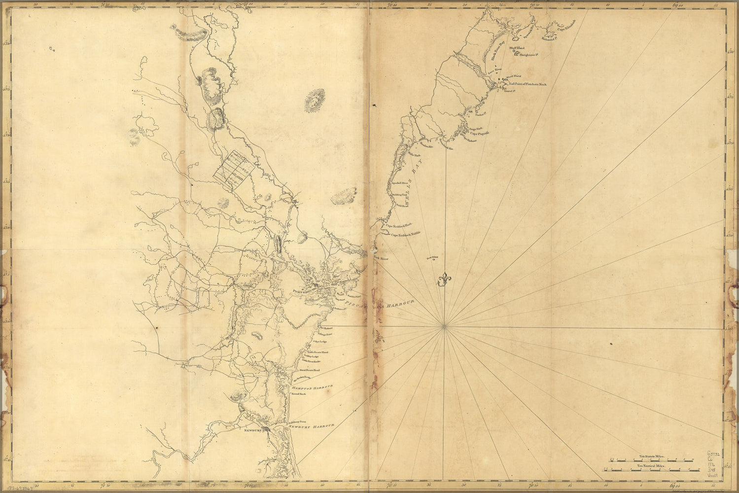 24"x36" Gallery Poster, map of New England maine to Massachusetts 1776