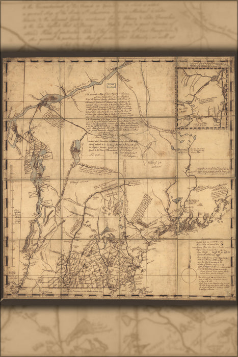24"x36" Gallery Poster, map of New Hampshire in New England 1757