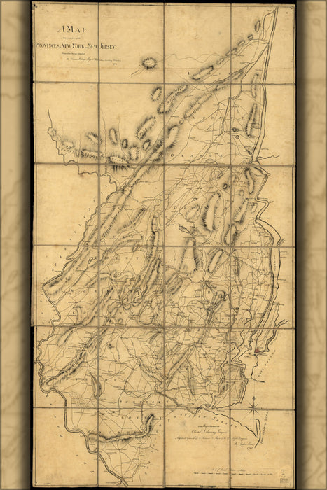 24"x36" Gallery Poster, map of New Jersey and new york city 1781