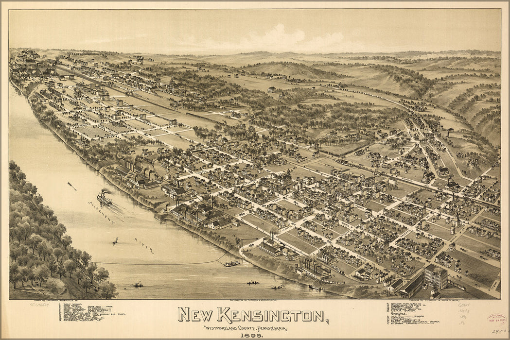 24"x36" Gallery Poster, map of New Kensington, Pennsylvania, 1896