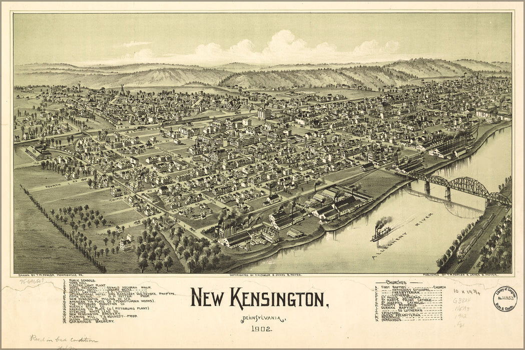 24"x36" Gallery Poster, map of New Kensington, Pennsylvania, 1902