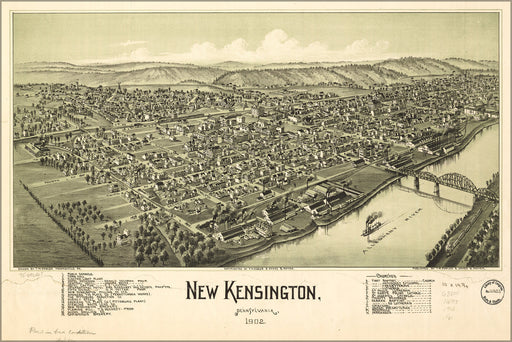 24"x36" Gallery Poster, map of New Kensington, Pennsylvania, 1902