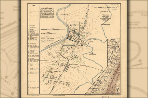24"x36" Gallery Poster, map of New Market, Virginia battlefield 1864