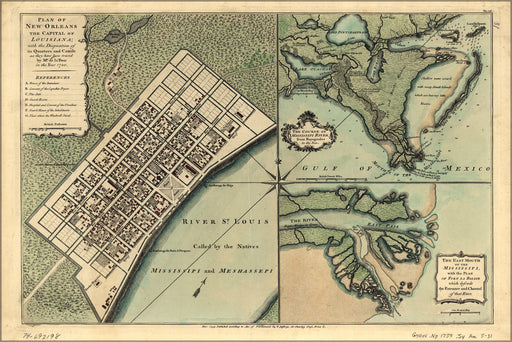 24"x36" Gallery Poster, map of New Orleans 1759