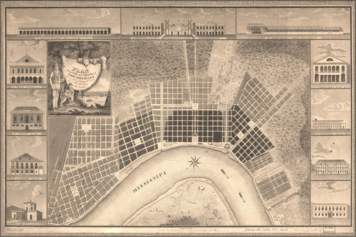 24"x36" Gallery Poster, map of New Orleans from survey made in 1815