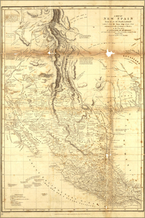 24"x36" Gallery Poster, map of New Spain, mexico 1804