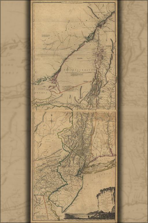 24"x36" Gallery Poster, map of New York New Jersey pennsylvania 1768