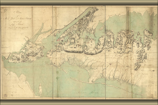 24"x36" Gallery Poster, map of New York Staten Island Long Island 1782