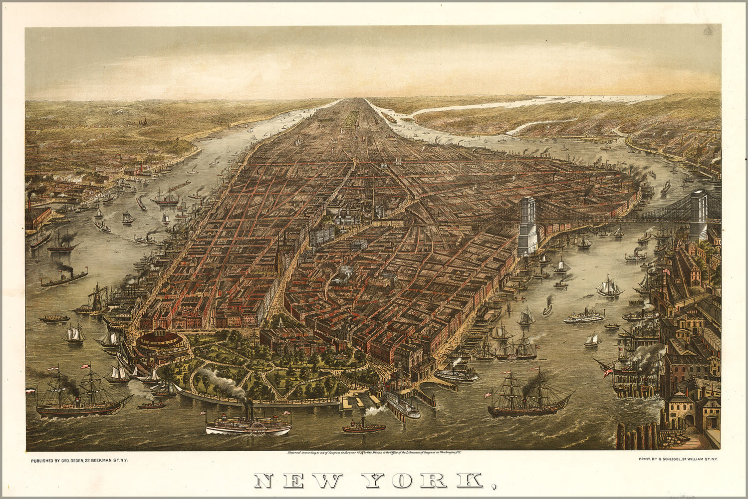 24"x36" Gallery Poster, map of New York city 1873 p10