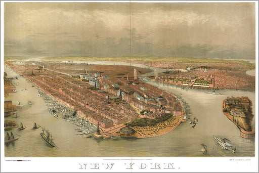 24"x36" Gallery Poster, map of New York city 1874