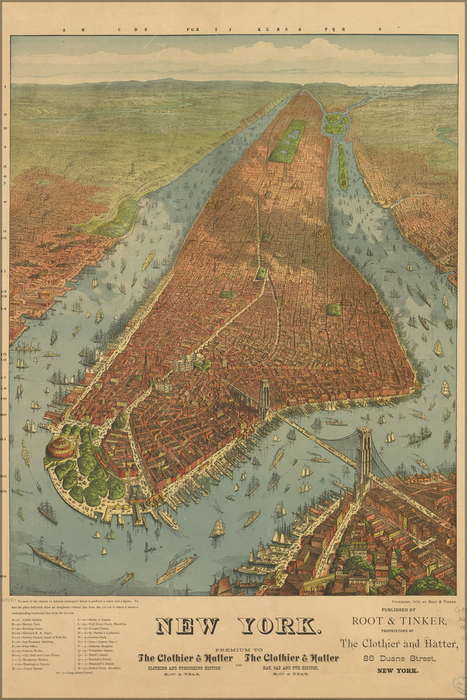 24"x36" Gallery Poster, map of New York city 1879