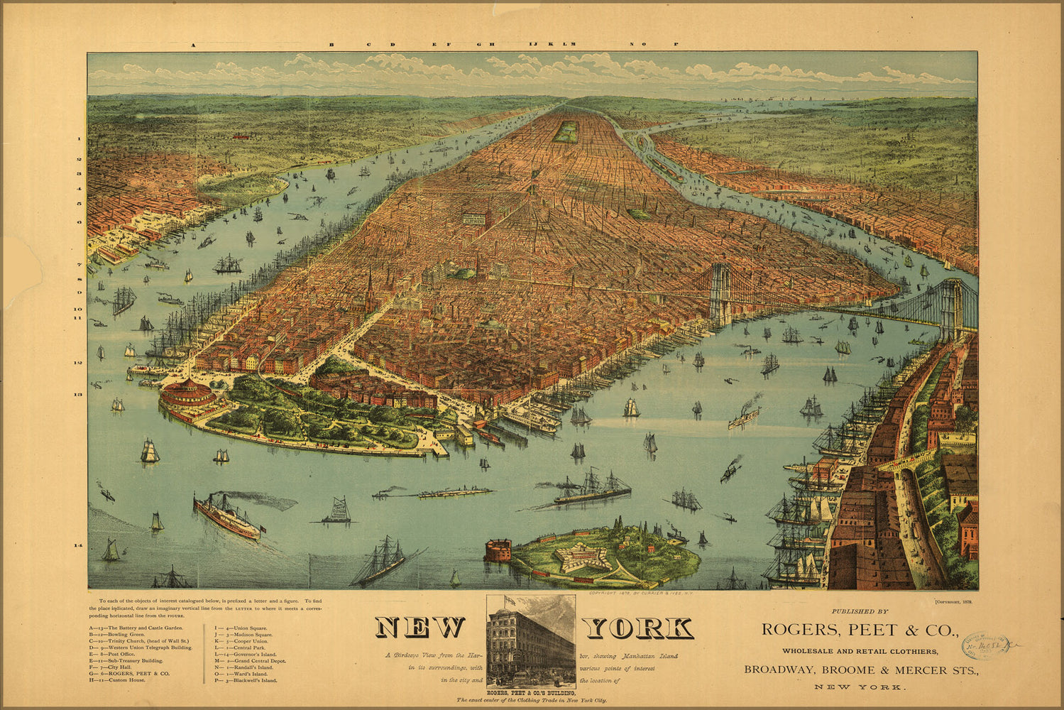 24"x36" Gallery Poster, map of New York city 1879 p10