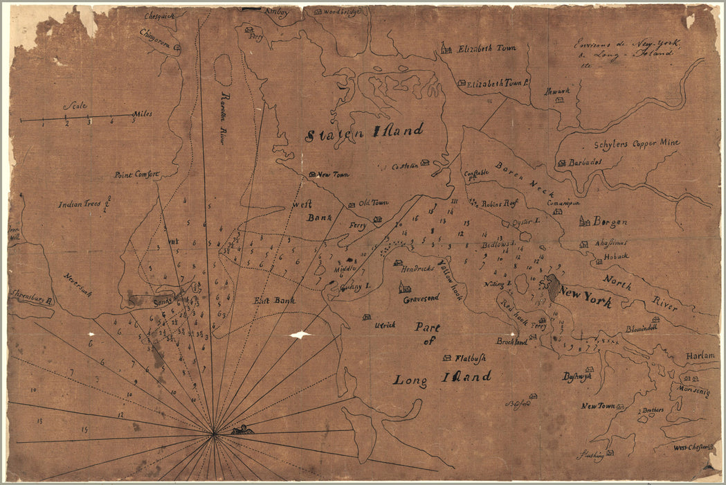 24"x36" Gallery Poster, map of New York city Long Island 1781