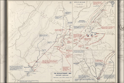 24"x36" Gallery Poster, map of New York city & Trenton, 1776-77
