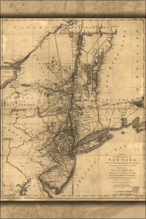 24"x36" Gallery Poster, map of New York & new jersey 1776