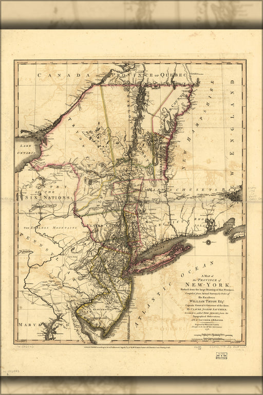 24"x36" Gallery Poster, map of New York new jersey 1776 p1
