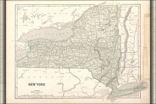 24"x36" Gallery Poster, map of New York state 1842