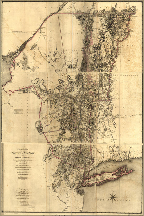24"x36" Gallery Poster, map of New york city long island upstate NY 1779