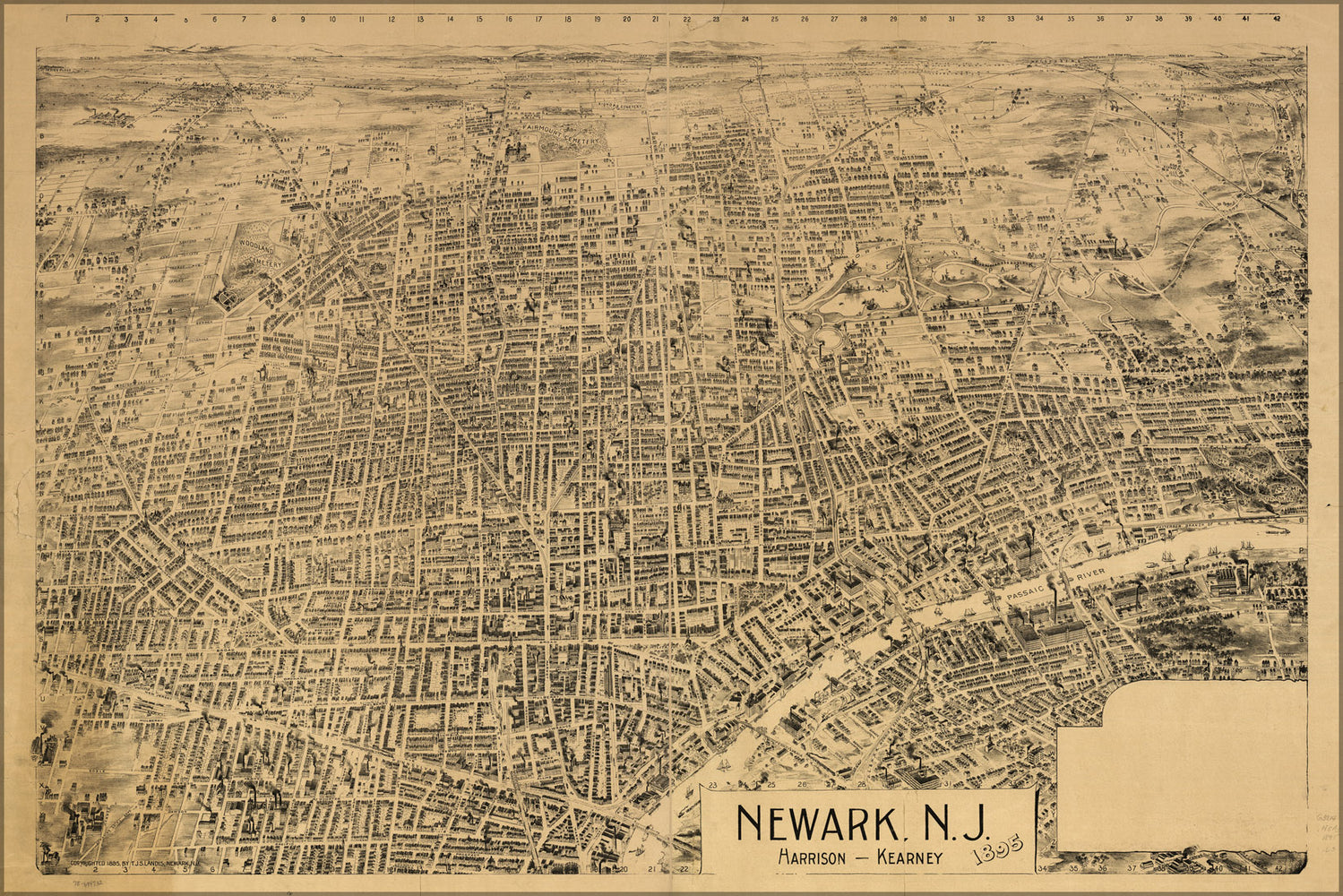 24"x36" Gallery Poster, map of Newark, New jersey 1895