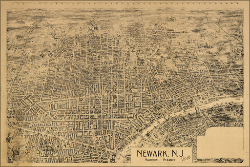 24"x36" Gallery Poster, map of Newark, New jersey 1895