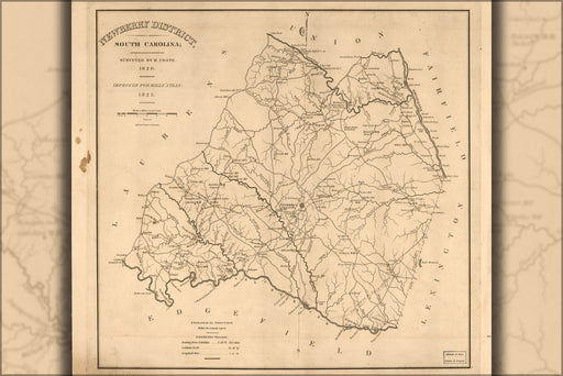 24"x36" Gallery Poster, map of Newberry District, South Carolina 1820
