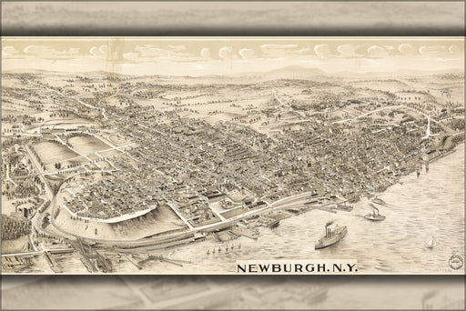 24"x36" Gallery Poster, map of Newburgh, New york state 1900