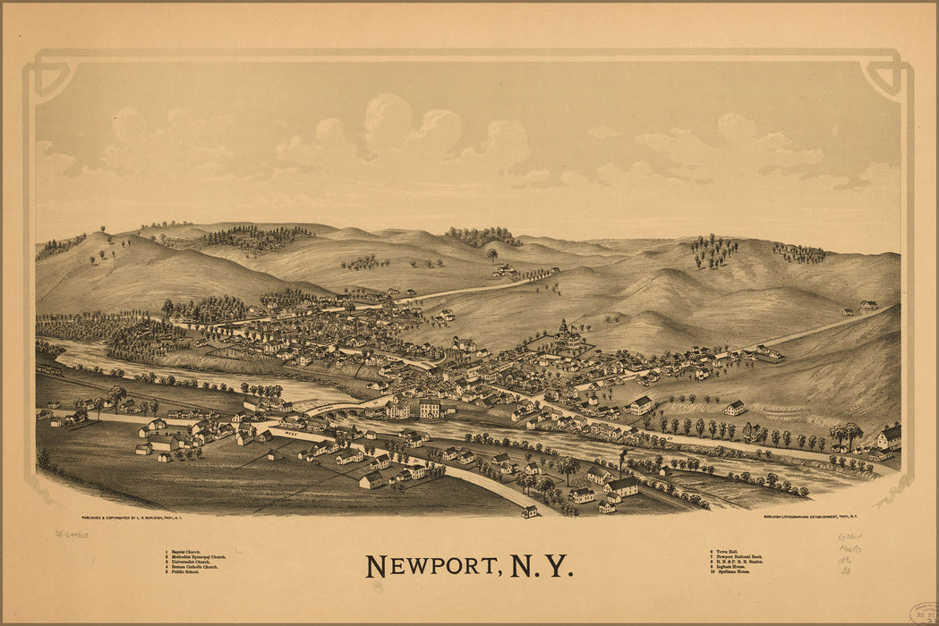 24"x36" Gallery Poster, map of Newport, New york 1890