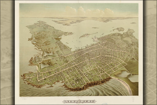 24"x36" Gallery Poster, map of Newport, Rhode island 1878