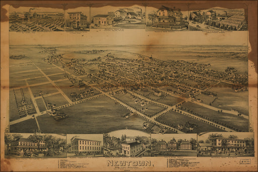 24"x36" Gallery Poster, map of Newtown, Pennsylvania 1893