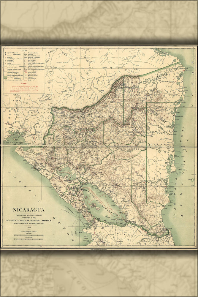 24"x36" Gallery Poster, map of Nicaragua 1903 p1