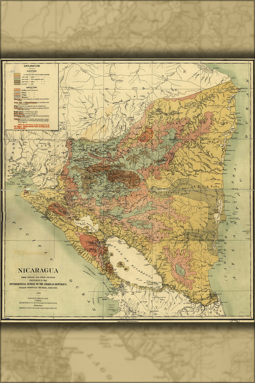 24"x36" Gallery Poster, map of Nicaragua 1903 p2
